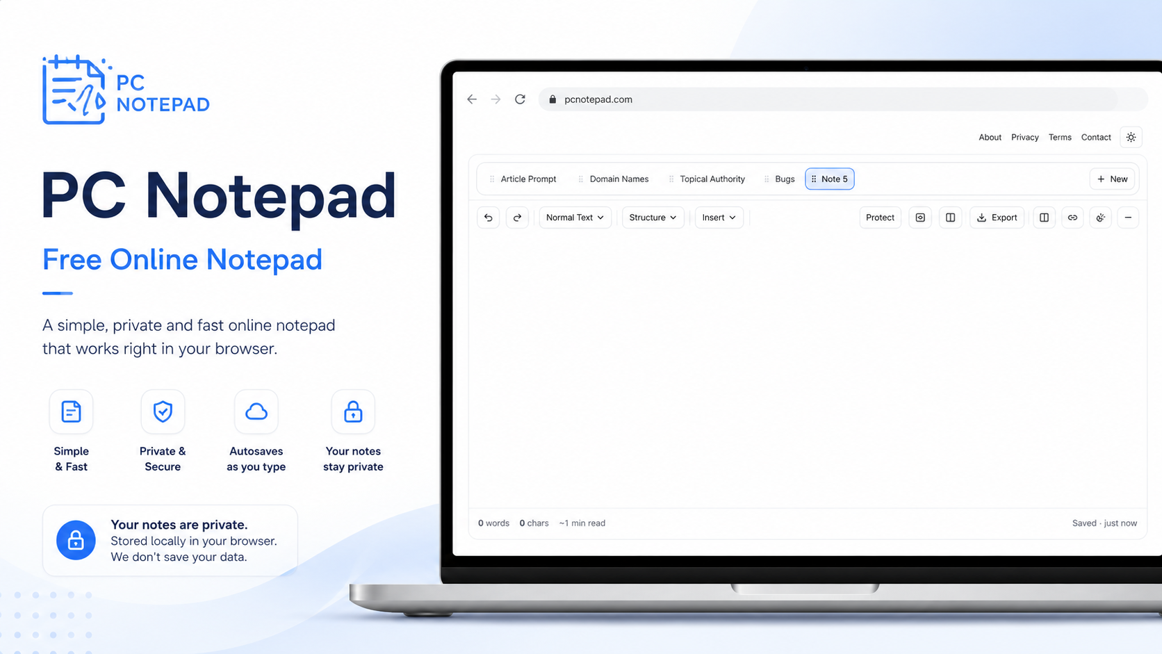 PC Notepad - Free Online Notepad with Autosave & Sharing